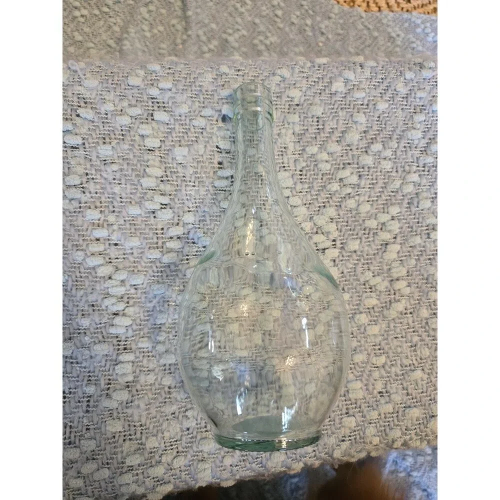 Vintage Clear Glass Bottle Vase 750 ml Embossed Decorative Carafe‎ E2